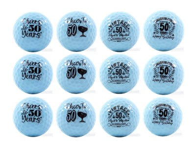 New Novelty Deluxe Happy 50th Birthday Blue Mix of Golf Balls