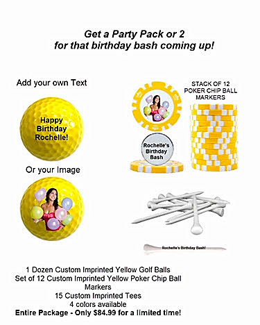 New Customized Yellow Golf Party Pack