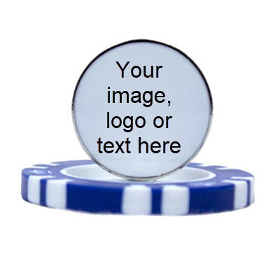 Set of 12 Personalized Magnetic Blue Poker Chip Golf Ball Markers