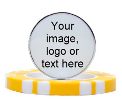 Set of 12 Personalized Magnetic Yellow Poker Chip Golf Ball Markers