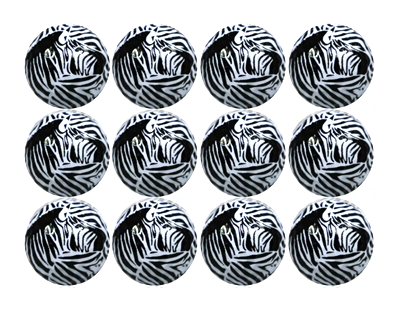 black and white stripes and zebra face on golf balls